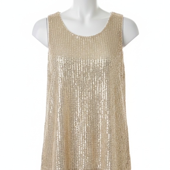 See And Be Seen Tops - Elegant Champagne Sequin Women's Top